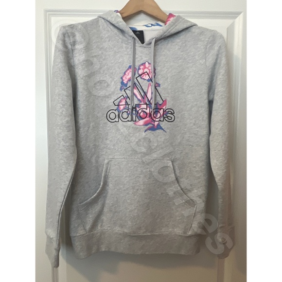 NWT Adidas Floral Grey Hoodie S - Picture 4 of 7